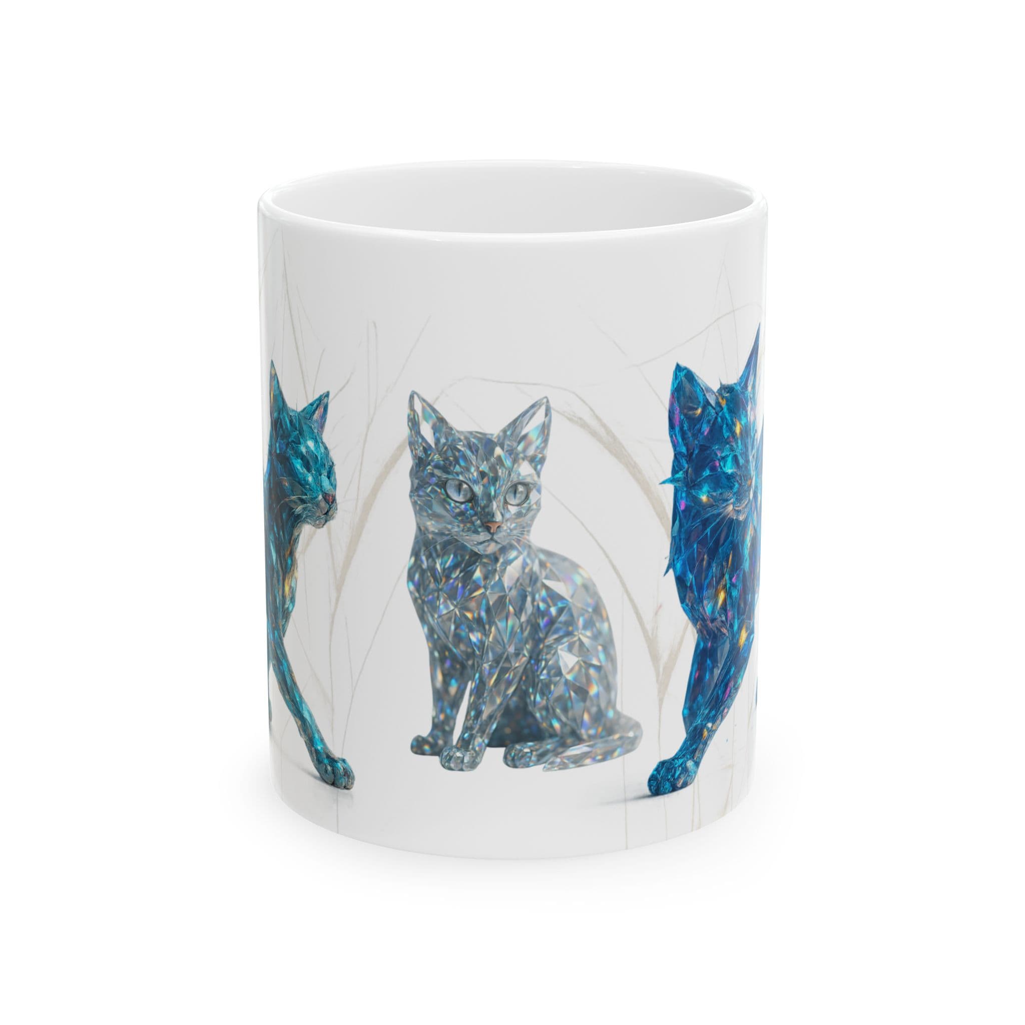 Cat Mug Crystal Refraction Art Coffee Cup for Lovers of Light Prism Glass Design Unique Present for Feline Enthusiasts 11oz